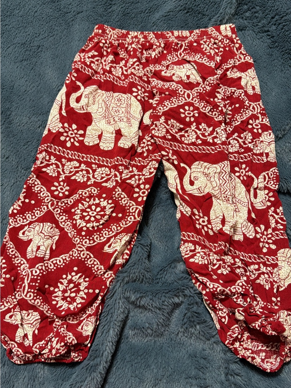 Kids Red Elephant Print pants